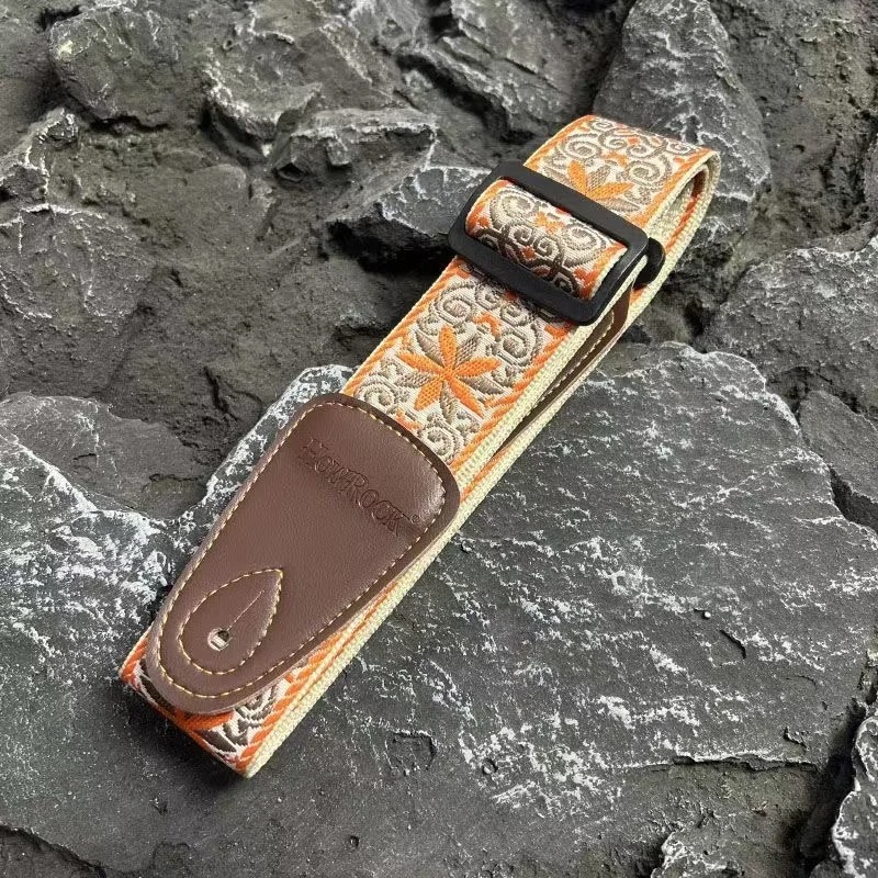 Vue de côté Sangle de Guitare Vintage Mandala Solaire