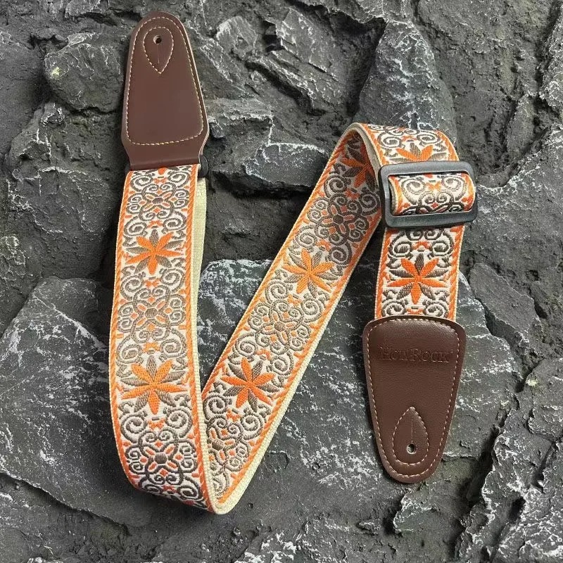 Vue latérale Sangle de Guitare Vintage Mandala Solaire