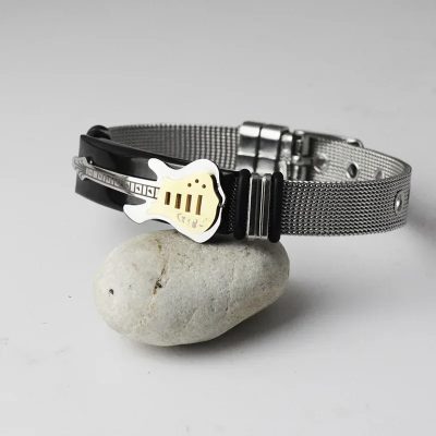 Avant Bracelet Guitare Rock Stratocaster Dorée