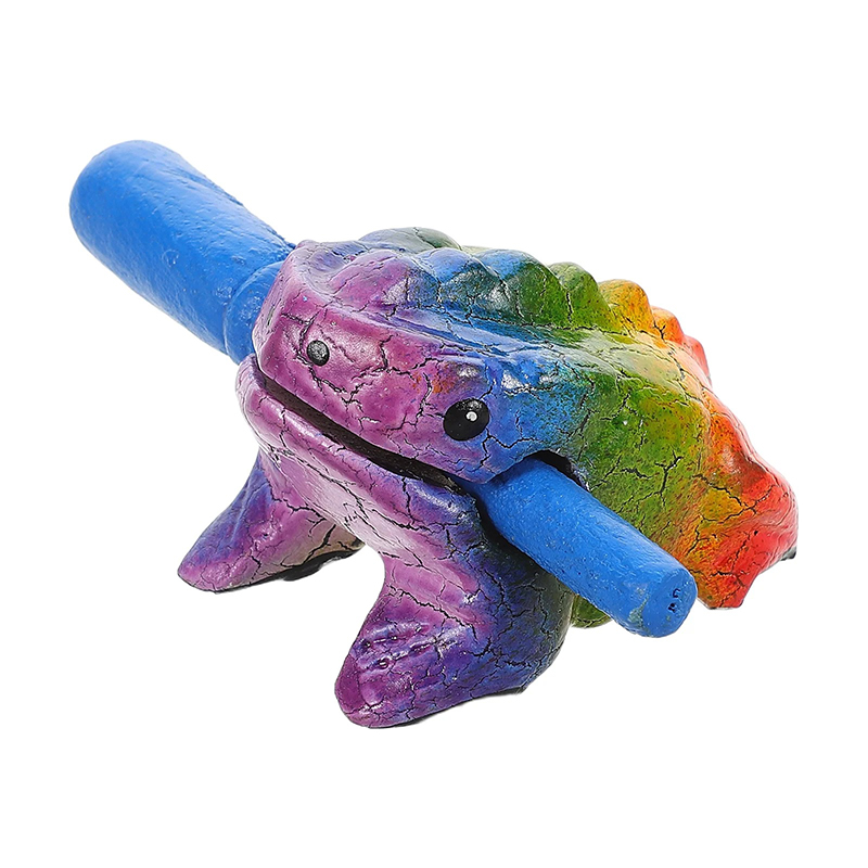 Avant Instrument de Percussion - Crapaud Grattoir Arc-en-ciel en Bois