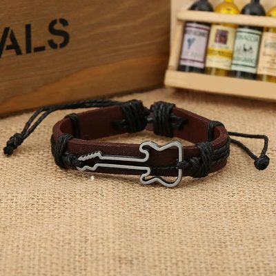 Bracelet Guitare Rock Corde Bohème Couleur Black