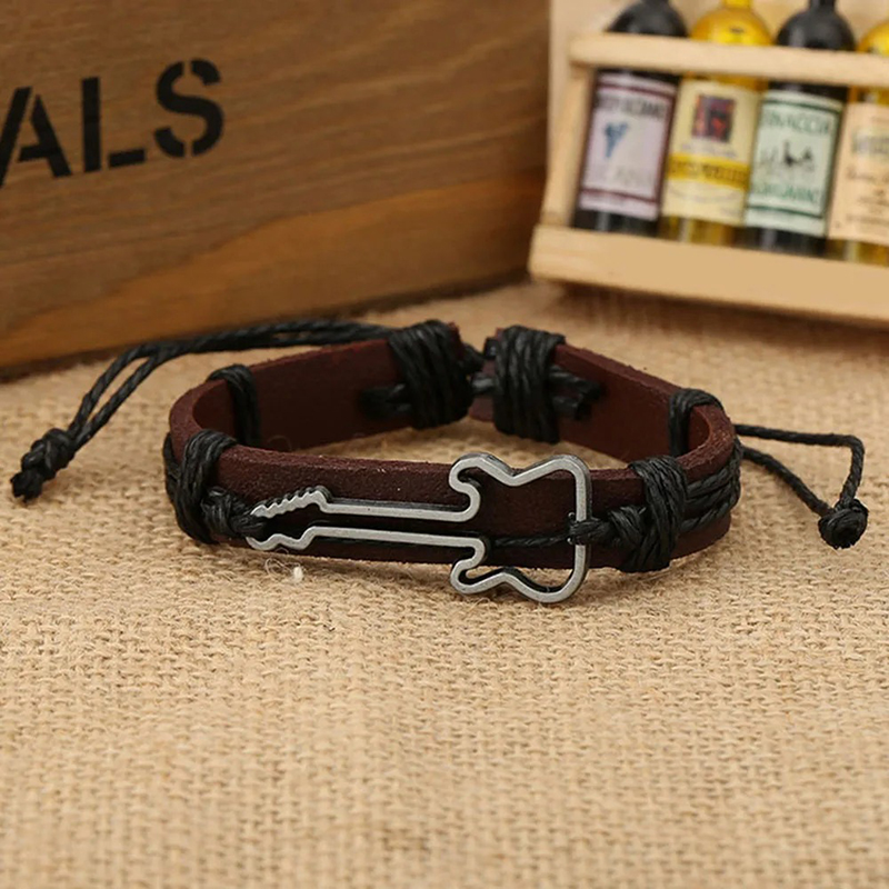 Bracelet Guitare Rock Corde Bohème Couleur Black