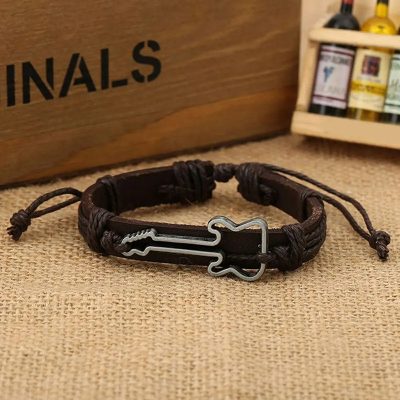 Bracelet Guitare Rock Corde Bohème Couleur marron