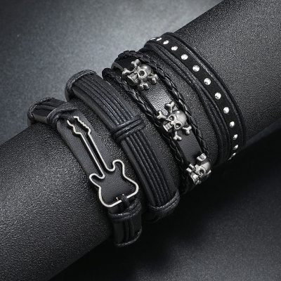 Bracelet Guitare Rock Crâne Métallique