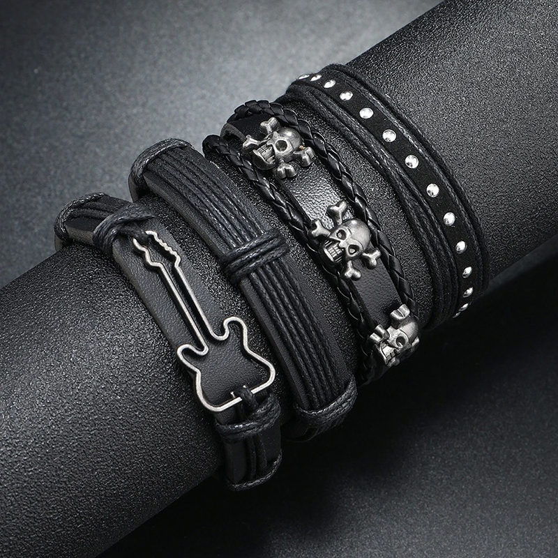 Bracelet Guitare Rock Crâne Métallique