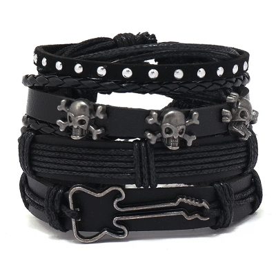 Bracelet - Guitare Rock Crâne Métallique