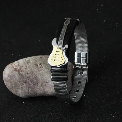 Bracelet Guitare Rock Stratocaster Dorée