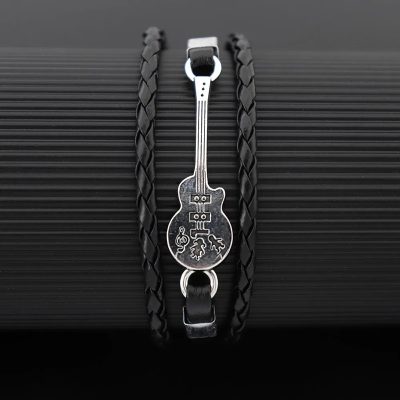 Bracelet Guitare Rock - Symphonie Argentée