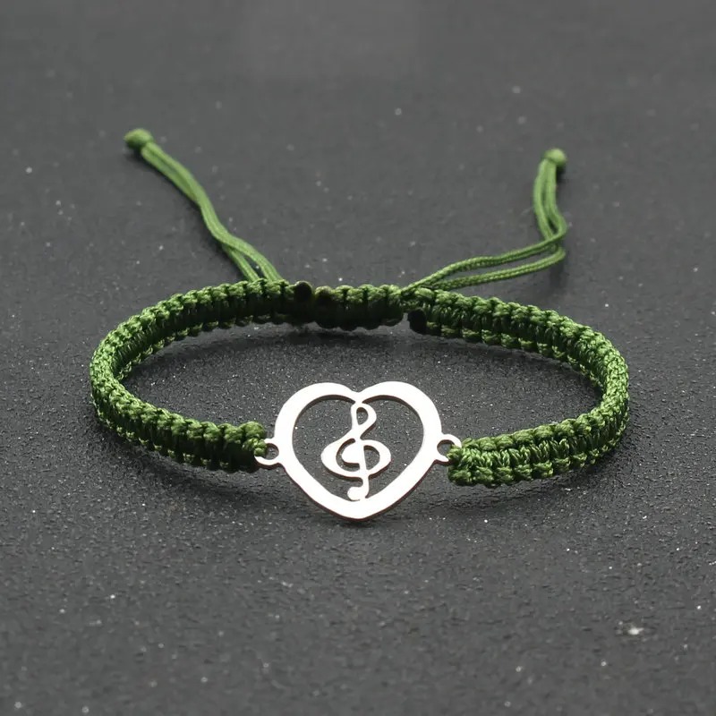 Bracelet Musical Heartbeat Couleur Vert Olive