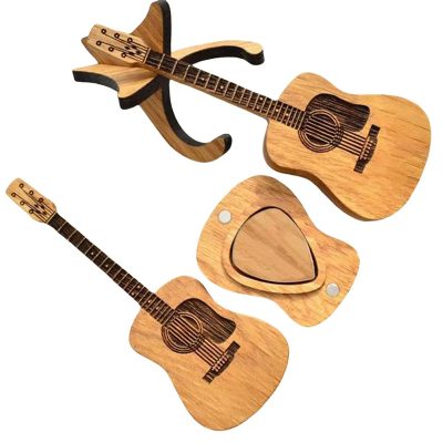 Details Boîte de plectres de guitare acoustique en bois Cœur du Luthier