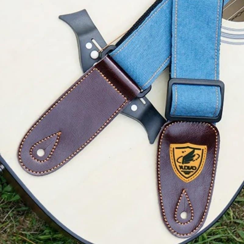 Détails de la Sangle de Guitare Acoustique Denim Bleu Clair