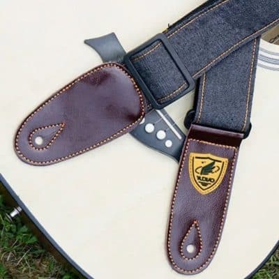 Détails de la Sangle de Guitare Acoustique Denim Noir Anthracite