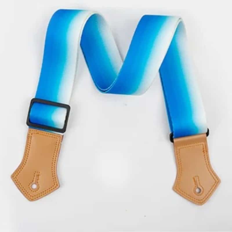 Détails de la Sangle de Guitare Vintage Dégradé Bleu Océan