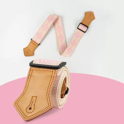 Détails de la Sangle de Guitare Vintage Labyrinthe Rose Pastel