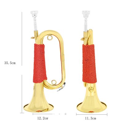 Dimension Bugle de Marche Espagnol – Laiton Doré avec Housse Instruments à Vent
