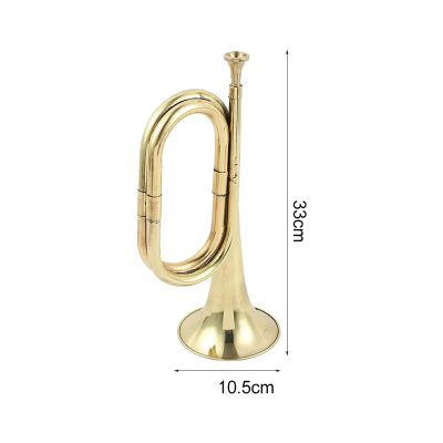 Dimensions Bugle Traditionnel en Laiton - Trompette Droite avec Foulard Rouge - Instrument à Vent pour Débutants, Étudiants et Fanfare