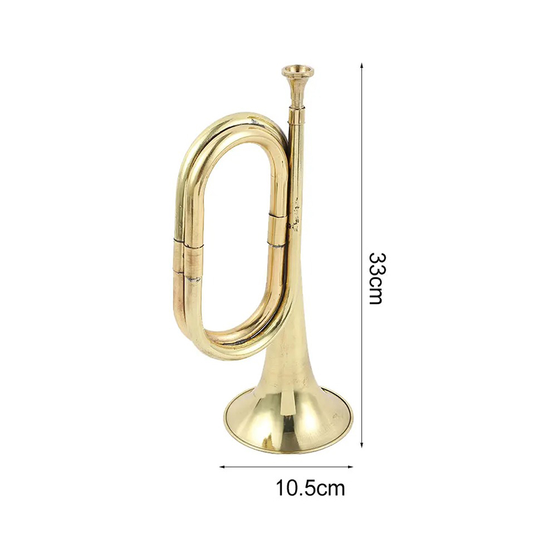 Dimensions Bugle Traditionnel en Laiton - Trompette Droite avec Foulard Rouge - Instrument à Vent pour Débutants, Étudiants et Fanfare