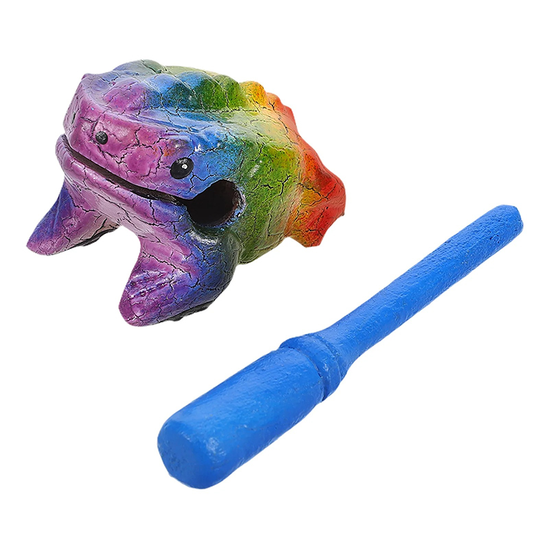 Instrument de Percussion Crapaud Grattoir Arc-en-ciel en Bois