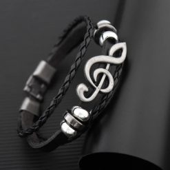 Magnifique Bracelet Clé de Sol Rock Écho Musical.