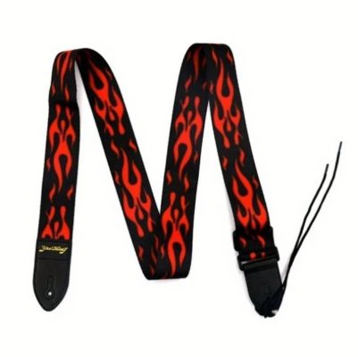 Magnifique Sangle de Guitare Goth Hard Rock Flammes Infernales