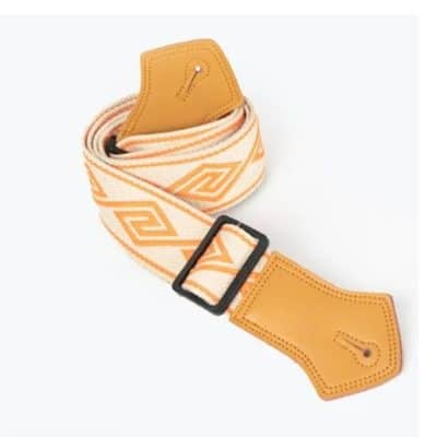 Magnifique Sangle de Guitare Vintage Labyrinthe Orange Mandarine