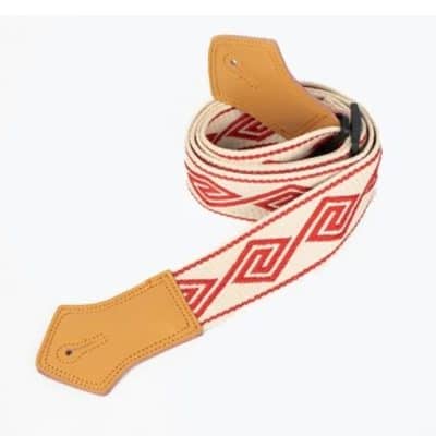 Magnifique Sangle de Guitare Vintage Labyrinthe Rouge
