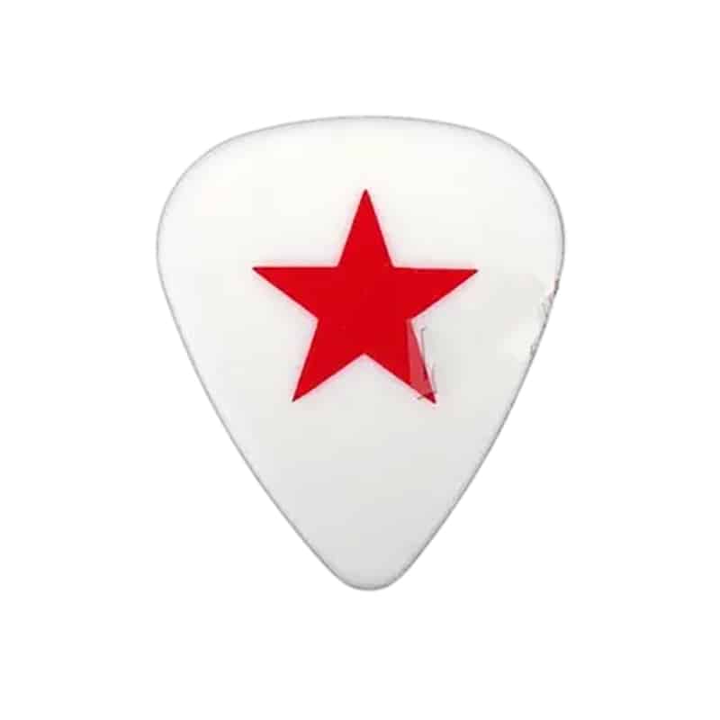 Médiator Guitare Étoile Rouge Rock Couleur Blanc