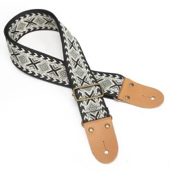 Sangle de Guitare Vintage "Losanges Incas Noir & Vert Sauge"