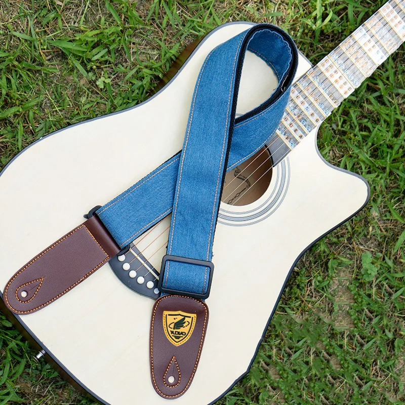 Sangle de Guitare Acoustique Denim Bleu Foncé