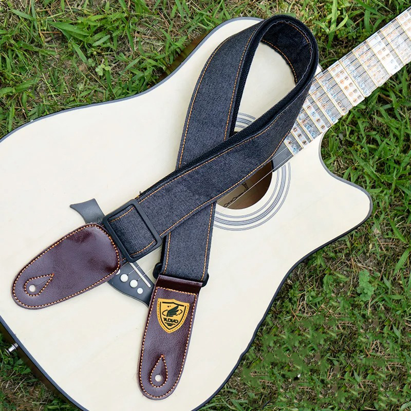 Sangle de Guitare Acoustique Denim Noir Anthracite