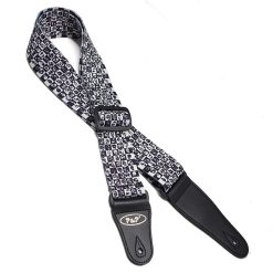 Sangle de Guitare Thème Tête de Mort Mosaïque Crânienne Noir & Blanc