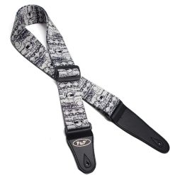 Sangle de Guitare Thème Tribal Rythmes Obscurs Noir & Blanc