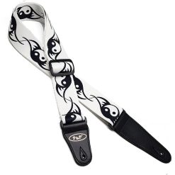 Sangle de Guitare Thème Yin-Yang Tribal Équilibre Noir & Blanc