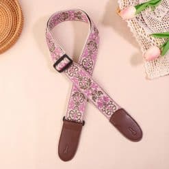 Sangle de Guitare Vintage Arabesques Violettes