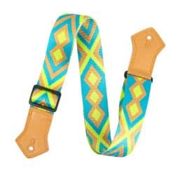 Sangle de Guitare Vintage Diamant Tropical Bleu et Vert