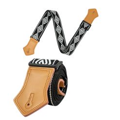 Sangle de Guitare Vintage Labyrinthe Noir & Blanc