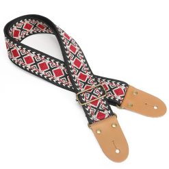 Sangle de Guitare Vintage "Losanges Incas Rouge et Noir"