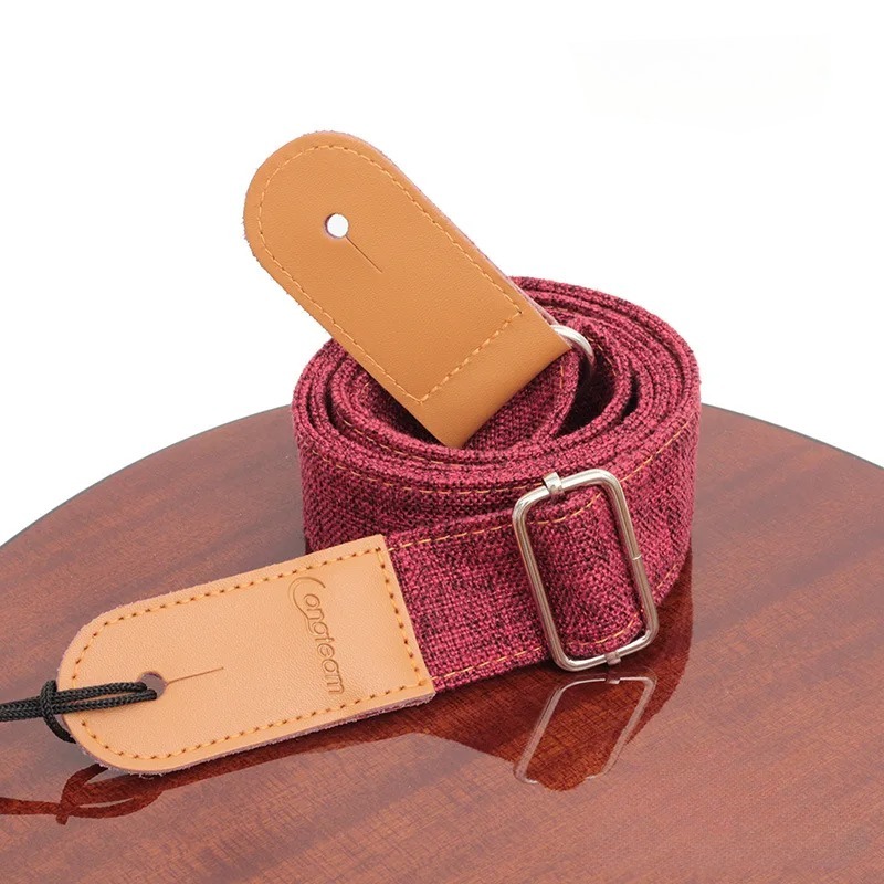 Sangle ukulélé en coton réglable avec jeu de boucle couleur rouge
