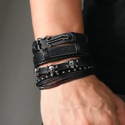 Vue Portée Bracelet Guitare Rock Crâne Métallique
