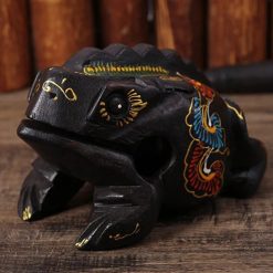 Vue de côté Artisanat Mystique - Grenouille Crouissante Thaïlandaise en Bois