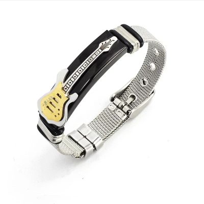 Vue générale Bracelet Guitare Rock Stratocaster Dorée