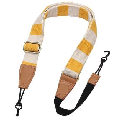 avant Sangle Ukulélé Rayures Jaune Soleil