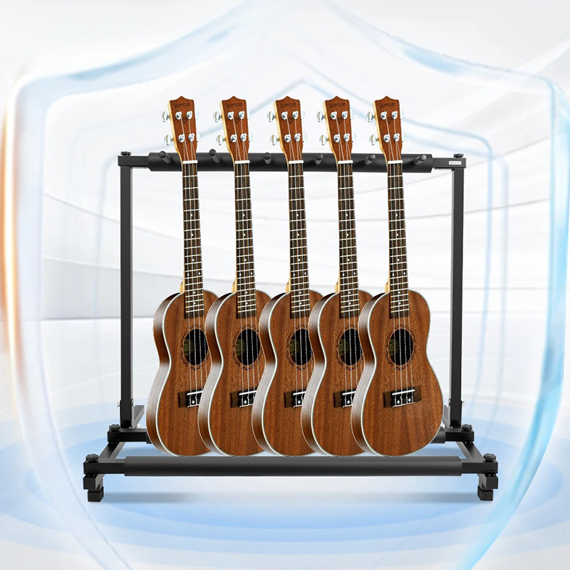Avant Stand Guitares Multiposition – Rack Métal 5 Instruments avec Repose Doux Antirayures