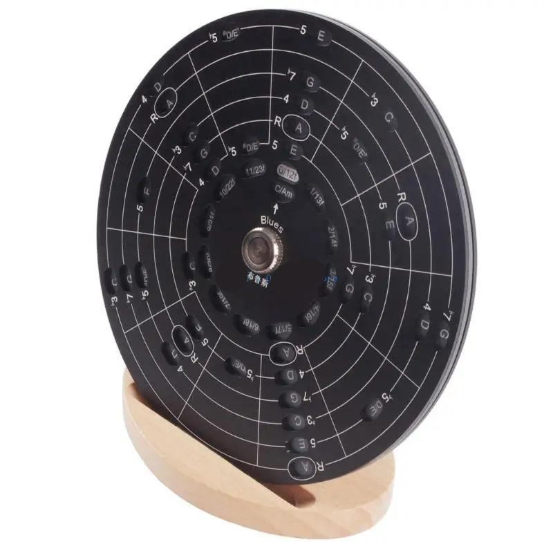 Cercle Harmonique Avancé Pentatonique & Modes - Roue Théorique Multi-Couches avec Support Bois