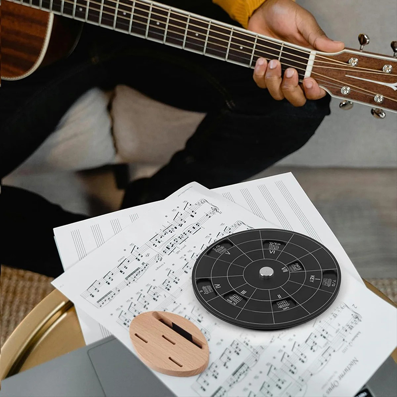 Cercle - des Accords Guitare Noir Visuel & Harmonie - Roue Intervalles avec Diagrammes d’Accords