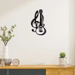 Décoration Murale - Métal Guitare & Clé de Sol Entrelacées (30 cm)