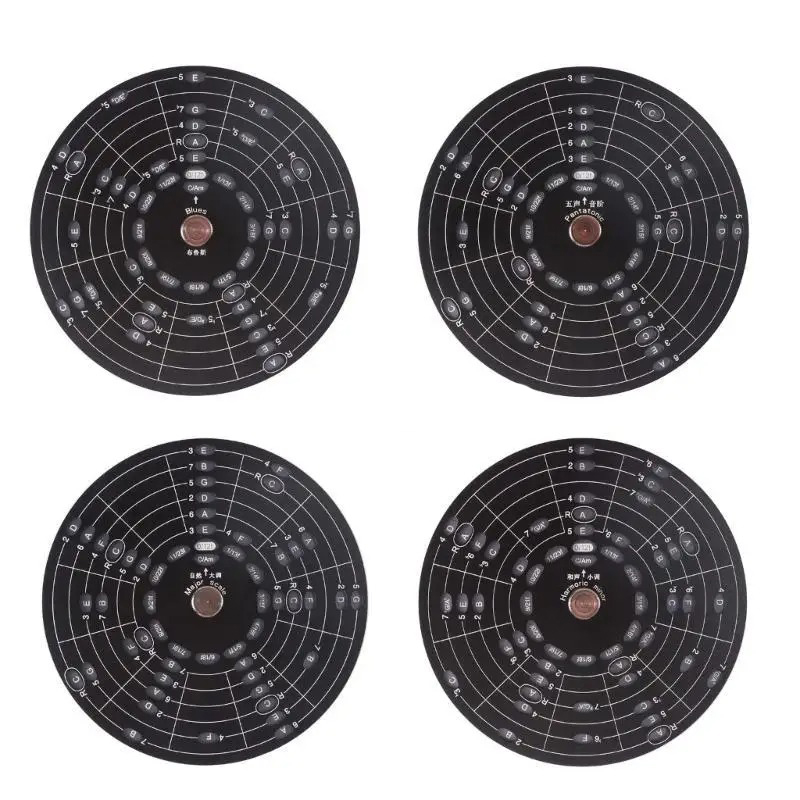 Details Cercle Harmonique Avancé Pentatonique & Modes - Roue Théorique Multi-Couches avec Support Bois