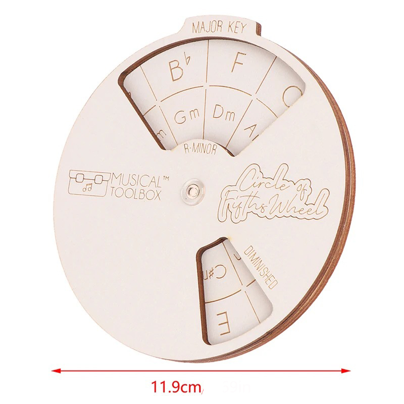 Dimensions Cercle des Quintes Bois Clair Musical Toolbox – Outil d’Harmonie et de Transposition