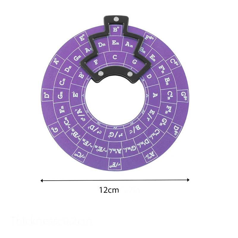 Dimensions Cercle des Quintes Double Face Violet Progression & Théorie - Outil Musical de Transposition avec Support Bois