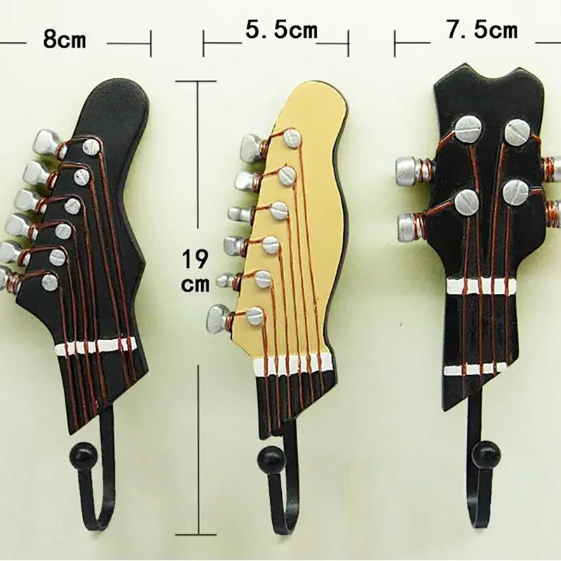 Dimensions Crochet Mural Guitare Patère Tête de Manche Rock’n’Roll